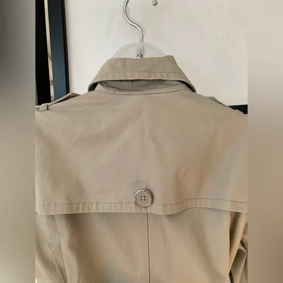 Joan Rivers (QVC) Double Breasted Short Trench Coat ~ Khaki Cotton ~ Size M - Picture 5 of 16